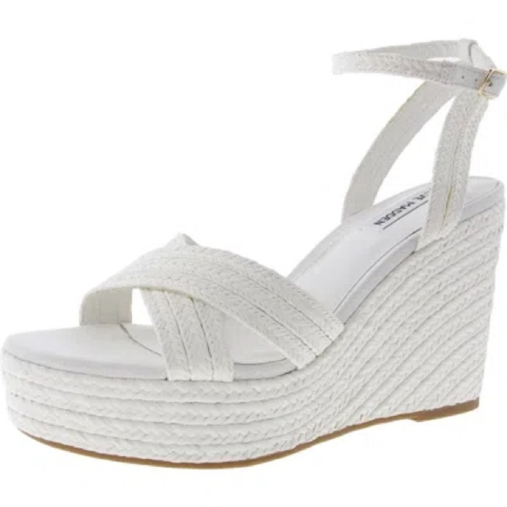 Steve Madden White Wedge Sandals